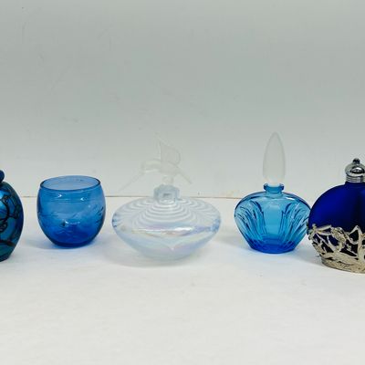 Sale Photo Thumbnail #143: ASSORTED BLUE ART GLASS PERFUME BOTTLES, 20TH CENTURY