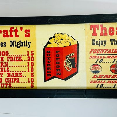 Sale Photo Thumbnail #247: KRAFT'S THEATRE CONCESSION MENU SIGN