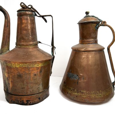Sale Photo Thumbnail #403: Two Antique Ottoman Turkish Hand Hammered Copper Vessels