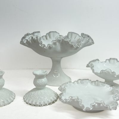 Sale Photo Thumbnail #553: FENTON SILVER CREST MILK GLASS SET, VINTAGE
