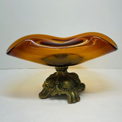 Sale Photo Thumbnail #117: MURANO AMBER GLASS CENTERPIECE BOWL, MID-20TH CENTURY