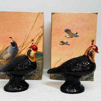 Sale Photo Thumbnail #161: AVON GLASS QUAIL DECANTER PAIR 1970S