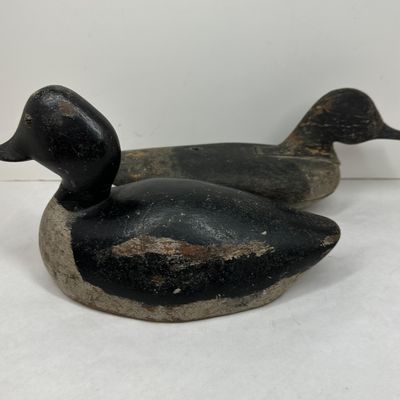 Sale Photo Thumbnail #344: AMERICAN CARVED WOOD BLUEBILL DECOYS, CIRCA 1920