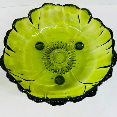 Sale Photo Thumbnail #129: INDIANA GLASS GREEN SUNBURST BOWL, MID-CENTURY