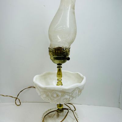 Sale Photo Thumbnail #61: MCKEE MILK GLASS LAMP, MID-20TH CENTURY