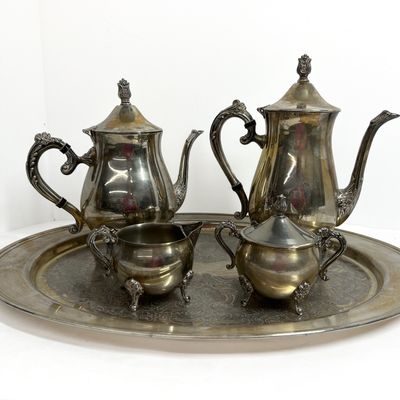 Sale Photo Thumbnail #554: 5-PIECE SILVER-PLATED TEA SERVICE, MID-20TH CENTURY