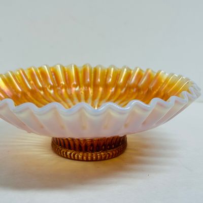 Sale Photo Thumbnail #41: FENTON HOLLY PEACH OPALESCENT BOWL