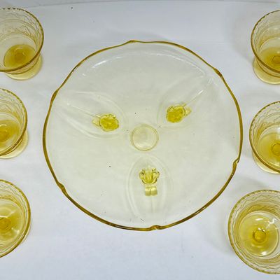 Sale Photo Thumbnail #44: LANCASTER AND FEDERAL TOPAZ GLASS SET, 1930S