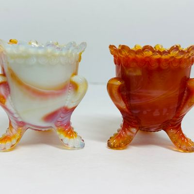 Sale Photo Thumbnail #5: DEGENHART SLAG GLASS HOLDERS, C. 1970
