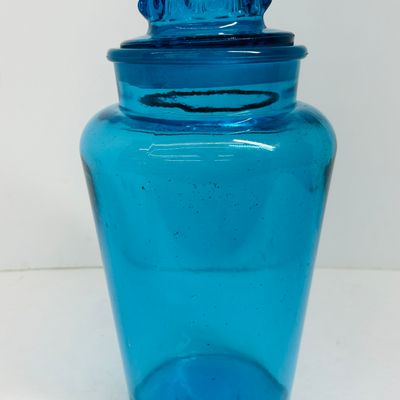 Sale Photo Thumbnail #140: TEAL GLASS APOTHECARY JAR, CIRCA 1960