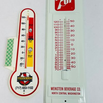 Sale Photo Thumbnail #222: 7-UP AND MELHORN ADVERTISING THERMOMETERS