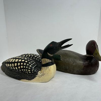 Sale Photo Thumbnail #284: TWO WOODEN BIRD DECOYS, 20TH CENTURY