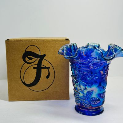 Sale Photo Thumbnail #184: FENTON COBALT CARNIVAL GLASS VASE, 2000