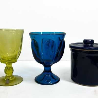 Sale Photo Thumbnail #443: VINTAGE GLASS AND CERAMIC TRIO, 1970S