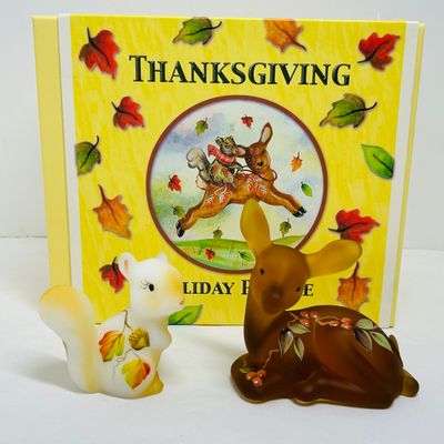 Sale Photo Thumbnail #210: FENTON THANKSGIVING GLASS SET CIRCA 2000