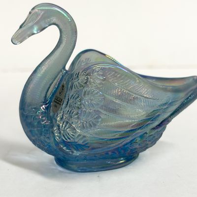 Sale Photo Thumbnail #302: FENTON BLUE CARNIVAL GLASS SWAN, 2000S
