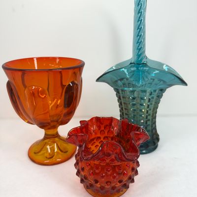 Sale Photo Thumbnail #418: FENTON GLASS TRIO, MID-CENTURY