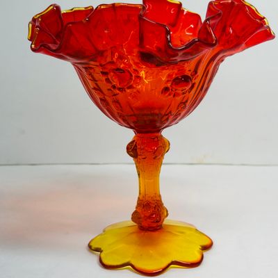 Sale Photo Thumbnail #28: FENTON AMBERINA CADMIUM GLASS COMPOTE
