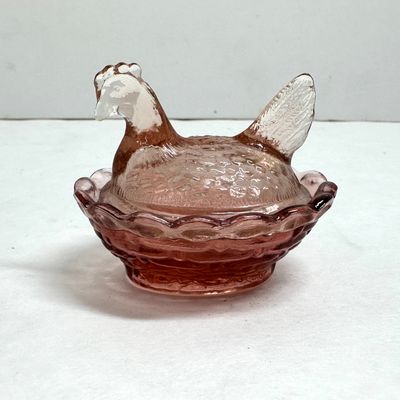Sale Photo Thumbnail #81: MINI BOYD PINK GLASS HEN ON NEST