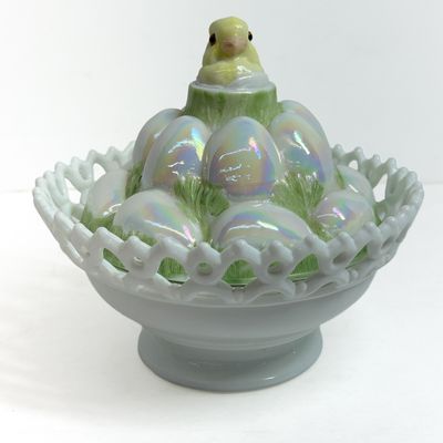 Sale Photo Thumbnail #540: WESTMORELAND MILK GLASS CHICK COMPOTE