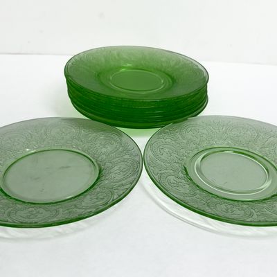 Sale Photo Thumbnail #481: HOCKING PRINCESS URANIUM GLASS PLATES, 1930S