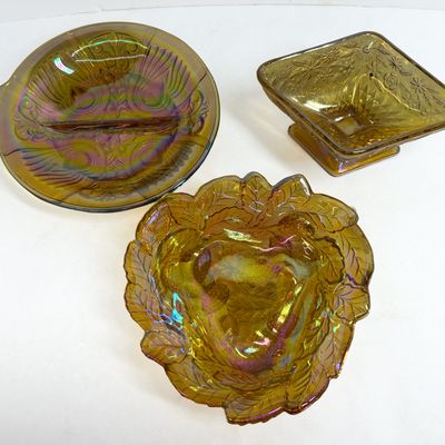Sale Photo Thumbnail #505: INDIANA GLASS MARIGOLD GLASS TRIO, 1970S