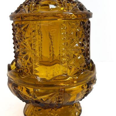 Sale Photo Thumbnail #508: INDIANA GLASS AMBER FAIRY LAMP