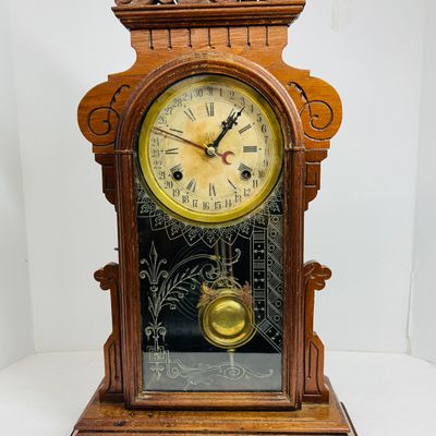Sale Photo Thumbnail #126: WATERBURY OAK CALENDAR CLOCK, 1890