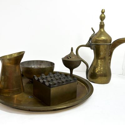Sale Photo Thumbnail #406: ISLAMIC BRASS SERVICE COLLECTION, 20TH CENTURY