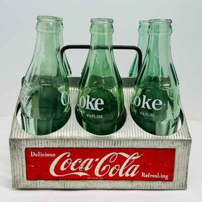 Sale Photo Thumbnail #220: COCA-COLA ALUMINUM CARRIER AND BOTTLES