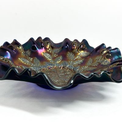Sale Photo Thumbnail #416: FENTON HOLLY CARNIVAL GLASS BOWL