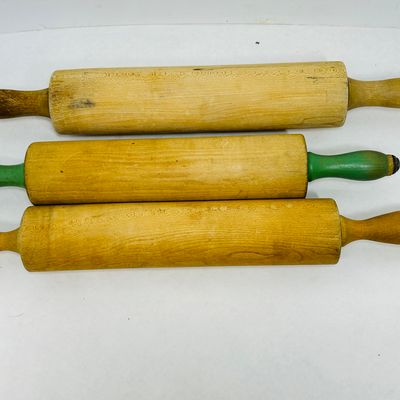 Sale Photo Thumbnail #224: TRIO OF VINTAGE WOODEN ROLLING PINS, 20TH CENTURY