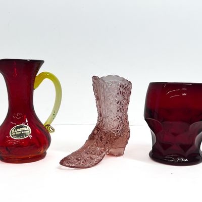 Sale Photo Thumbnail #362: KANAWHA AND FENTON GLASS TRIO