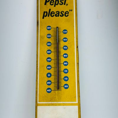 Sale Photo Thumbnail #127: STOUT PEPSI TIN THERMOMETER 1970