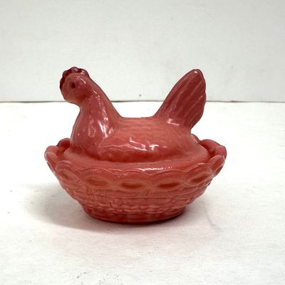 Sale Photo Thumbnail #76: WESTMORELAND RED GLASS HEN, MID-CENTURY