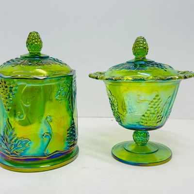 Sale Photo Thumbnail #233: INDIANA GLASS GREEN CARNIVAL SET, CIRCA 1970