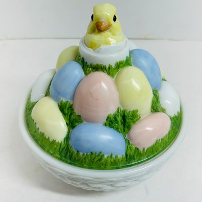 Sale Photo Thumbnail #131: WESTMORELAND EASTER MILK GLASS BASKET, 1960S