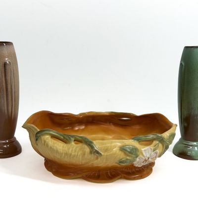 Sale Photo Thumbnail #550: WELLER POTTERY EARTHENWARE TRIO, CIRCA 1940