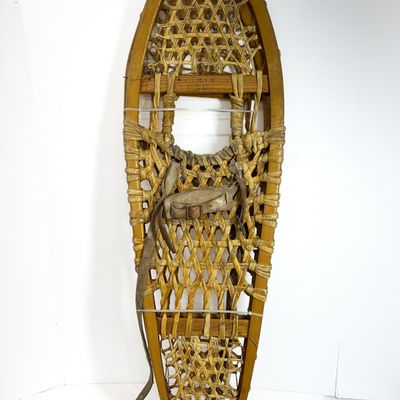 Sale Photo Thumbnail #456: SAINT-LOUIS RAWHIDE BEAR PAW SNOWSHOES, C. 1960