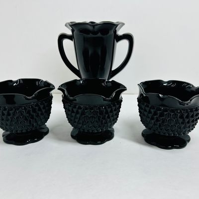 Sale Photo Thumbnail #58: INDIANA GLASS BLACK CAMEO SET, 1970S