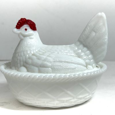 Sale Photo Thumbnail #135: WESTMORELAND MILK GLASS HEN ON NEST