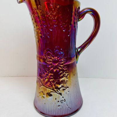 Sale Photo Thumbnail #34: L.G. WRIGHT RED CARNIVAL GLASS PITCHER