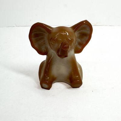 Sale Photo Thumbnail #492: FENTON CHOCOLATE SLAG GLASS ELEPHANT, 1990S