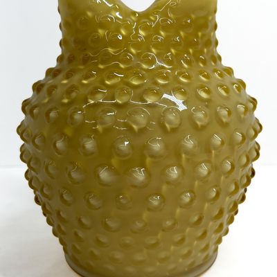 Sale Photo Thumbnail #421: FENTON TOPAZ OPALESCENT HOBNAIL VASE, 1959