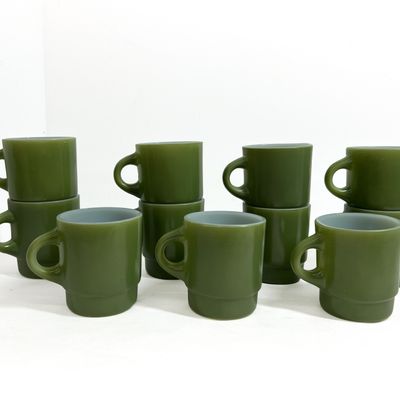 Sale Photo Thumbnail #544: ANCHOR HOCKING FIRE-KING GREEN MUGS, 1970S