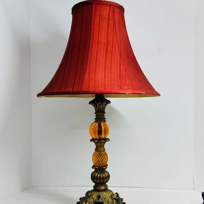 Sale Photo Thumbnail #125: AMBER GLASS TABLE LAMP