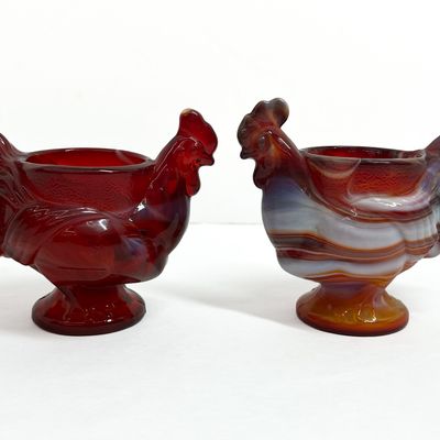 Sale Photo Thumbnail #415: IMPERIAL SLAG GLASS ROOSTER SALTS MID-CENTURY