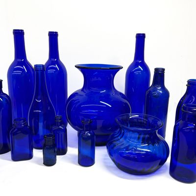 Sale Photo Thumbnail #342: VARIOUS COBALT GLASS VESSELS 20TH CENTURY