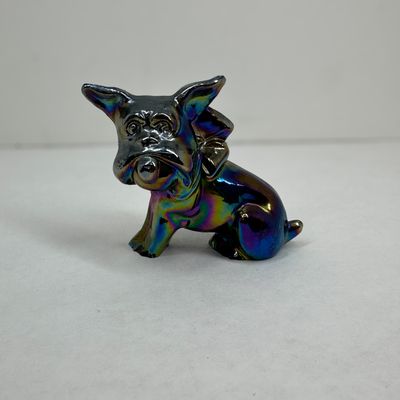 Sale Photo Thumbnail #393: FENTON IRIDESCENT GLASS BULLDOG, 1970S