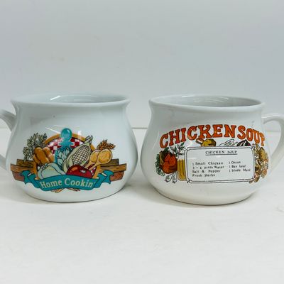 Sale Photo Thumbnail #123: VINTAGE CERAMIC SOUP RECIPE MUGS
